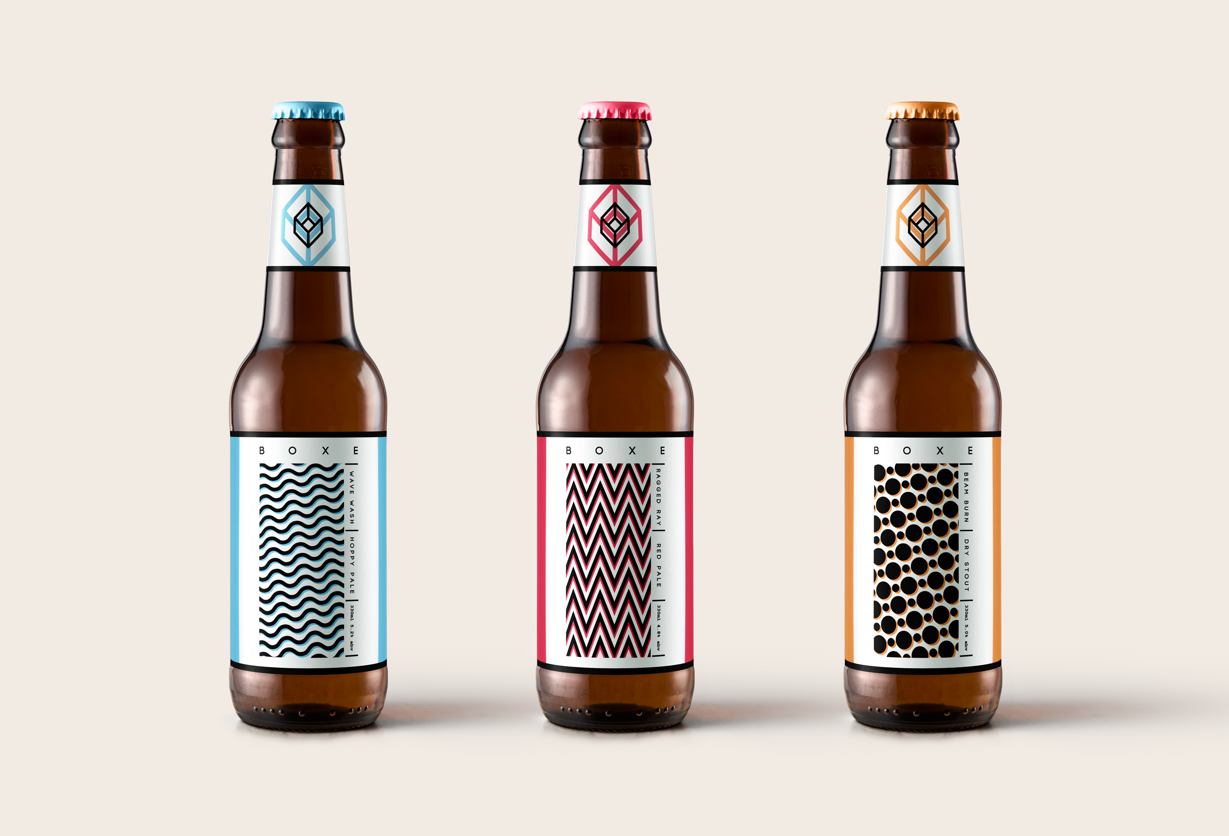Boxe Beer bottle packaging designs.