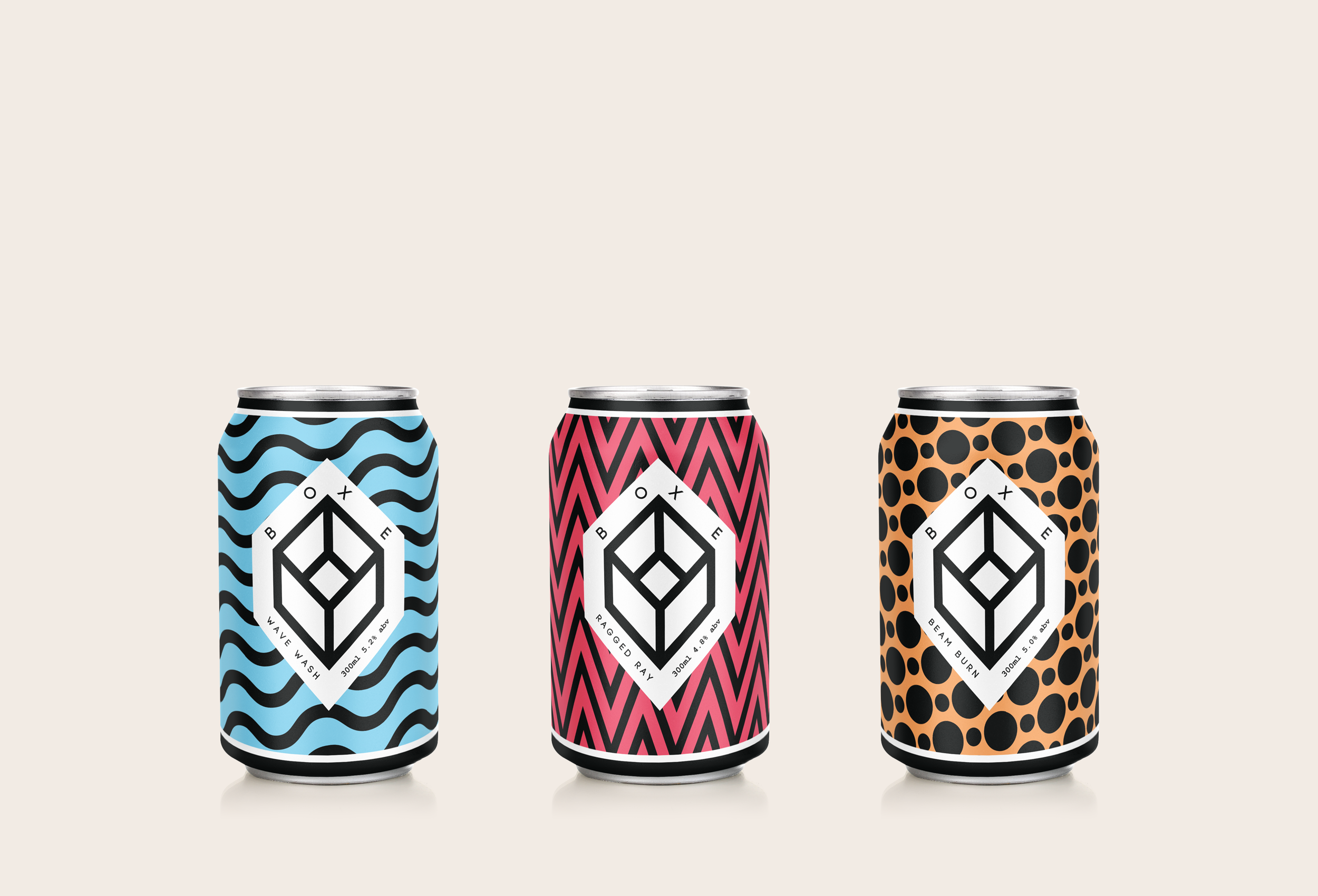 Boxe Beer can packaging designs.